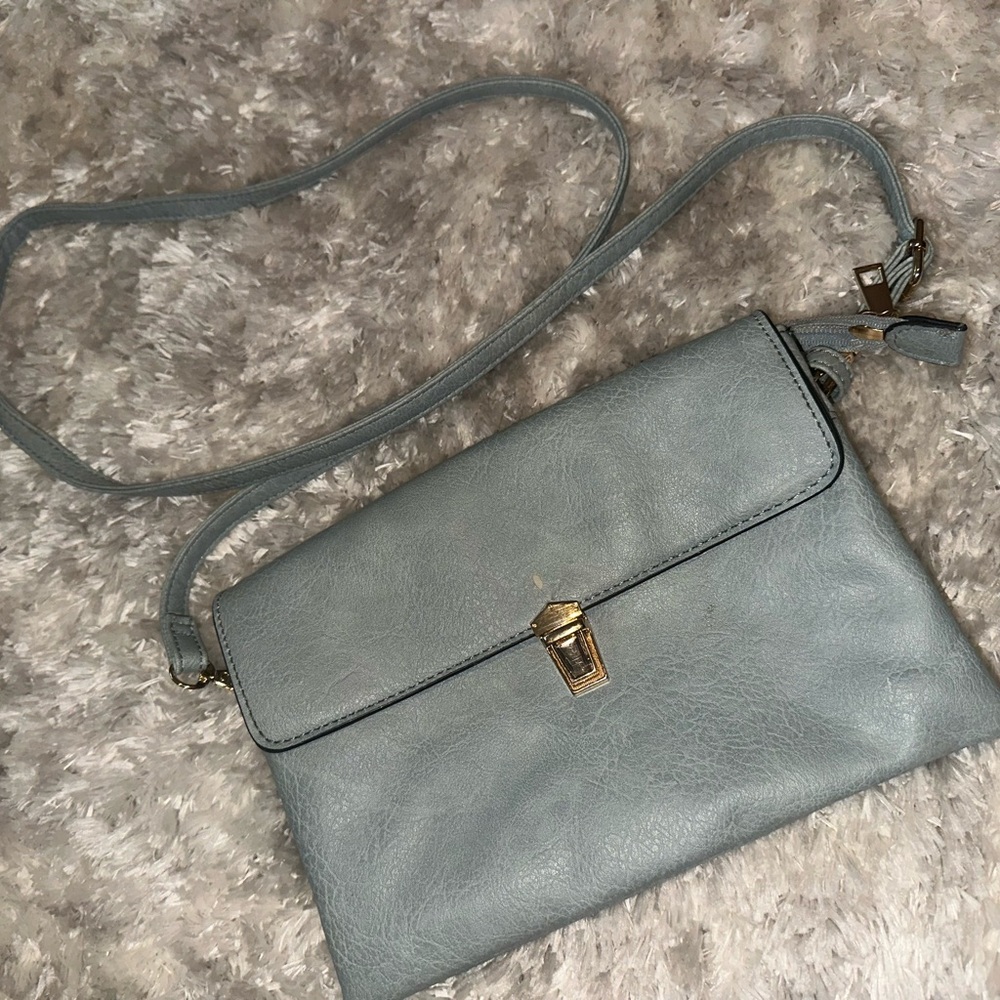 Elegant Gray Leather Crossbody Bag